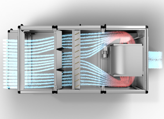 Illustration of airflow in a centrifugal fan